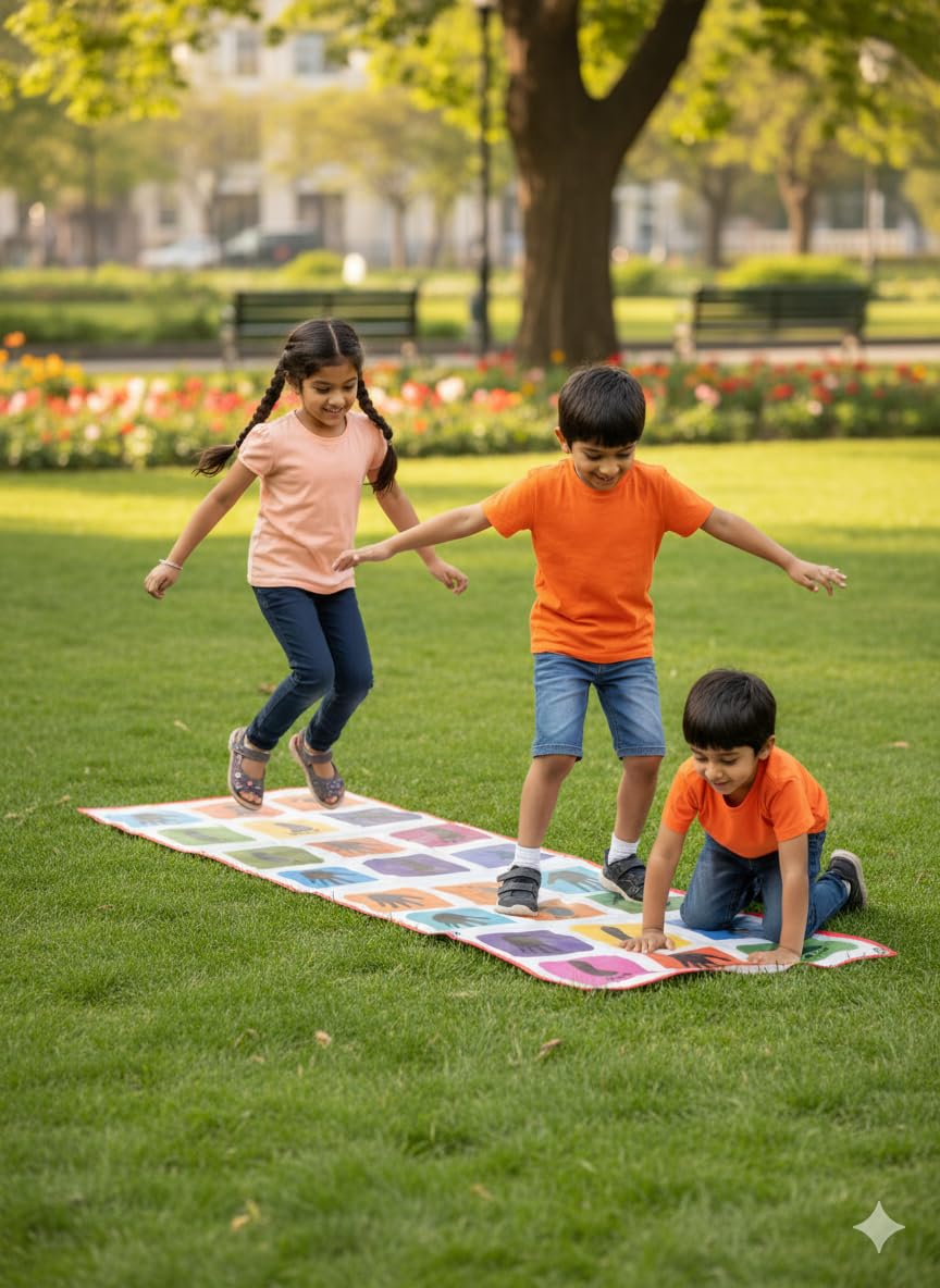 Kids Hopscotch Jumbo Playing Mat, 40" x 108", Washable, Family Game for Ages 3+, Multicolor - Image 4