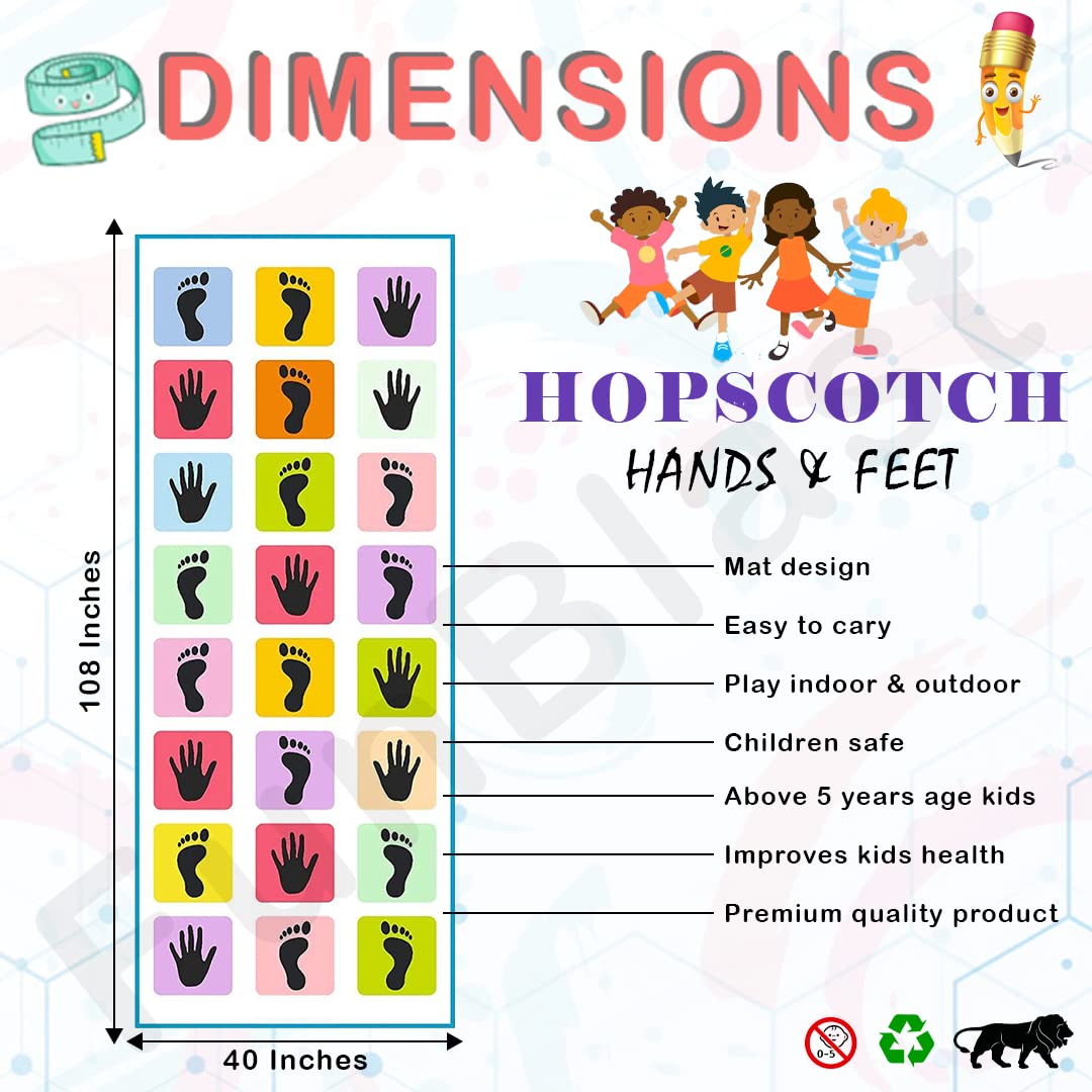 Kids Hopscotch Jumbo Play Mat Game for Kids and Adults Family Games, Kith-Kith, Stapu, Langi, Chalk Game - Large (40" x 108") – Multicolor - Image 5