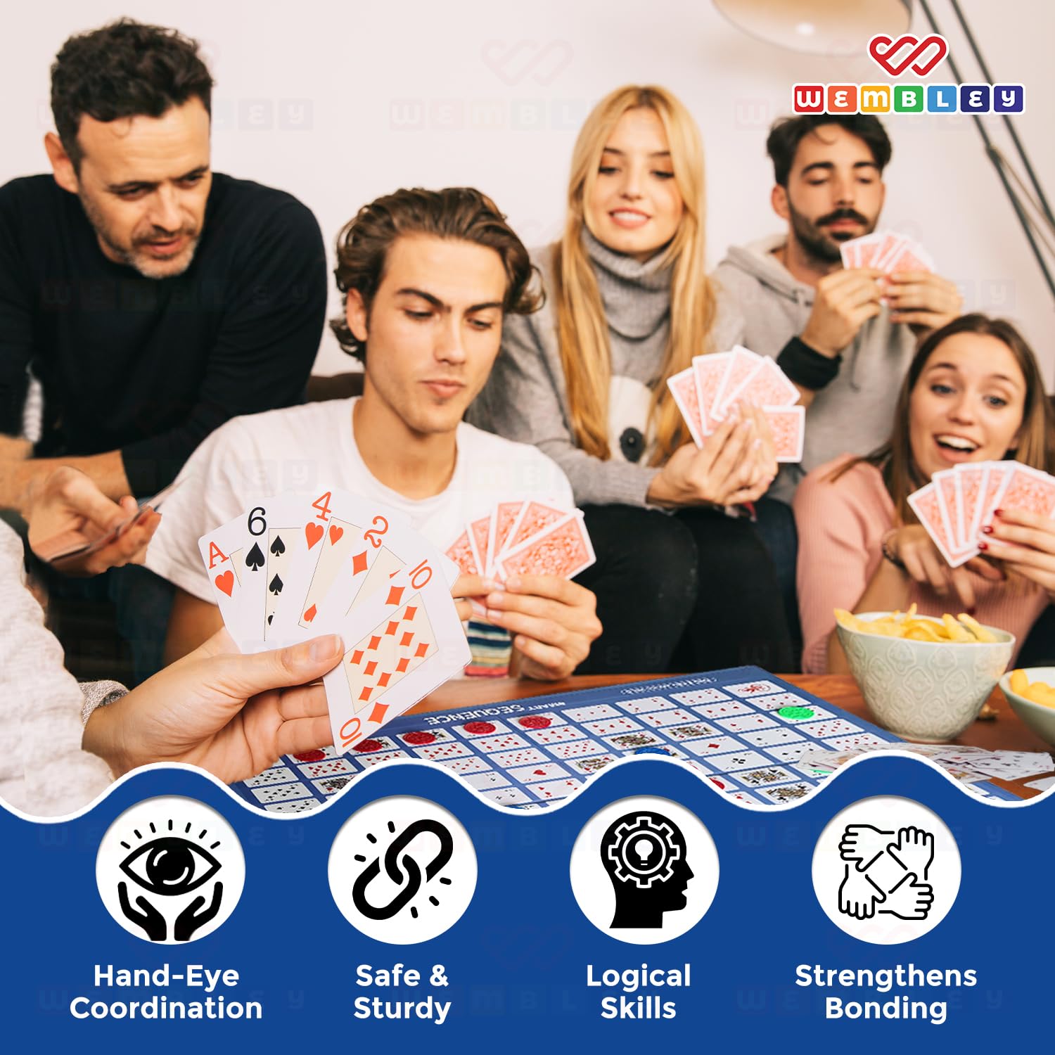 Sequence Strategy Board Game for Adults and Family at Home | Fun Card and Board Game for Kids | Educational and Party Game for Kids Ages 7 Plus, Activity Toy Gift Set for 2 to 12 Players - Image 9