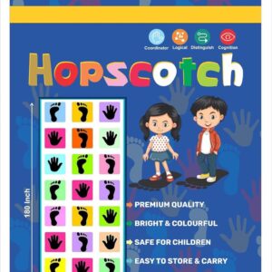 Kids Hopscotch Jumbo Playing Mat, 40" x 108", Washable, Family Game for Ages 3+, Multicolor