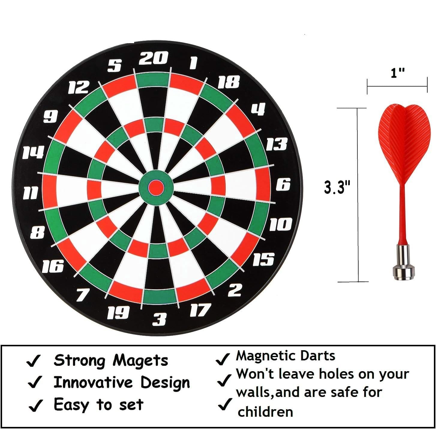Magnetic Dart Board for Kids - Indoor and Outdoor Kids for Motor Activity | Party Games for Kids| Boys Toys Gifts for 5 6 7 8 9 10 11 12 (15 inch, Dart Board with Extra Darts) - Image 2