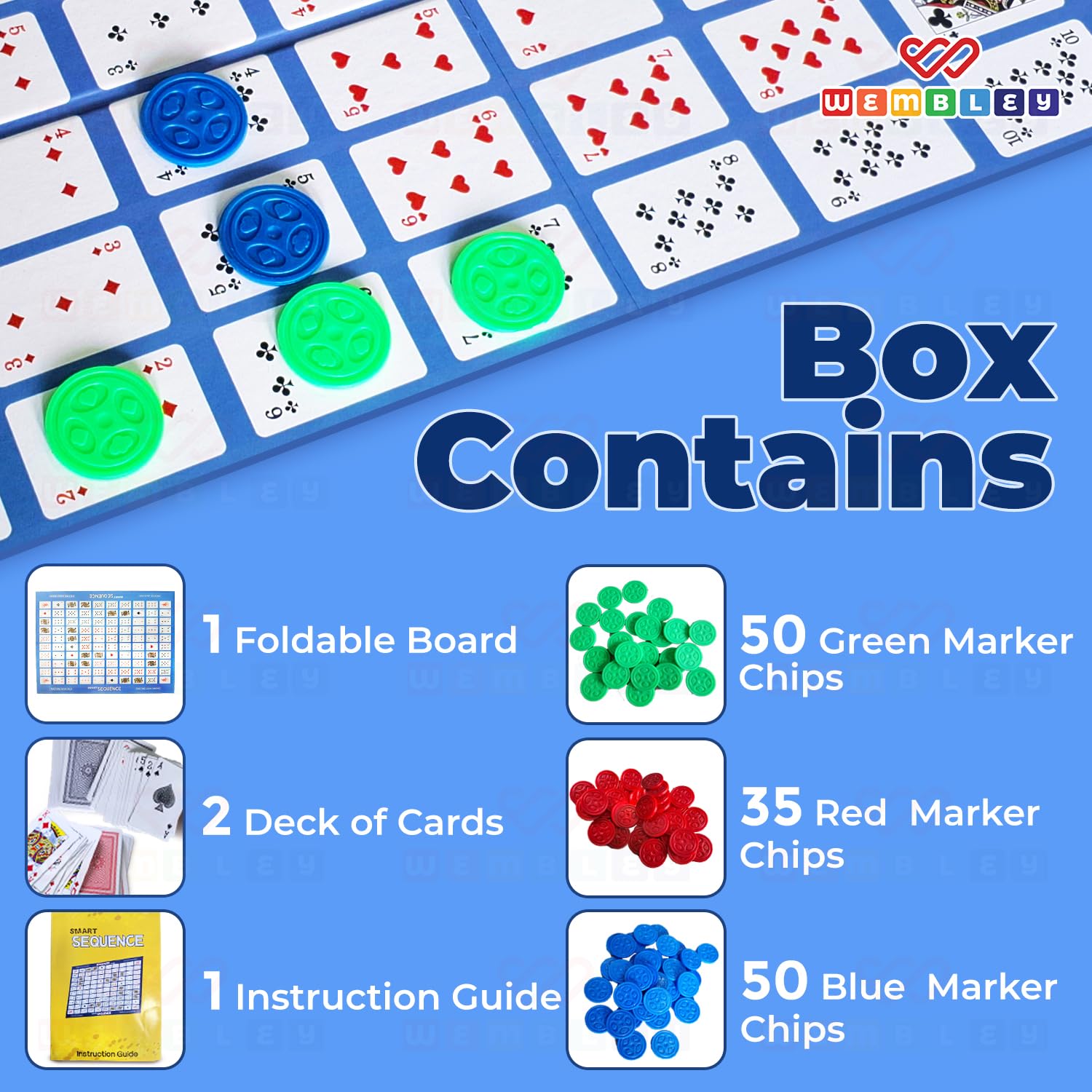 Sequence Strategy Board Game for Adults and Family at Home | Fun Card and Board Game for Kids | Educational and Party Game for Kids Ages 7 Plus, Activity Toy Gift Set for 2 to 12 Players - Image 4