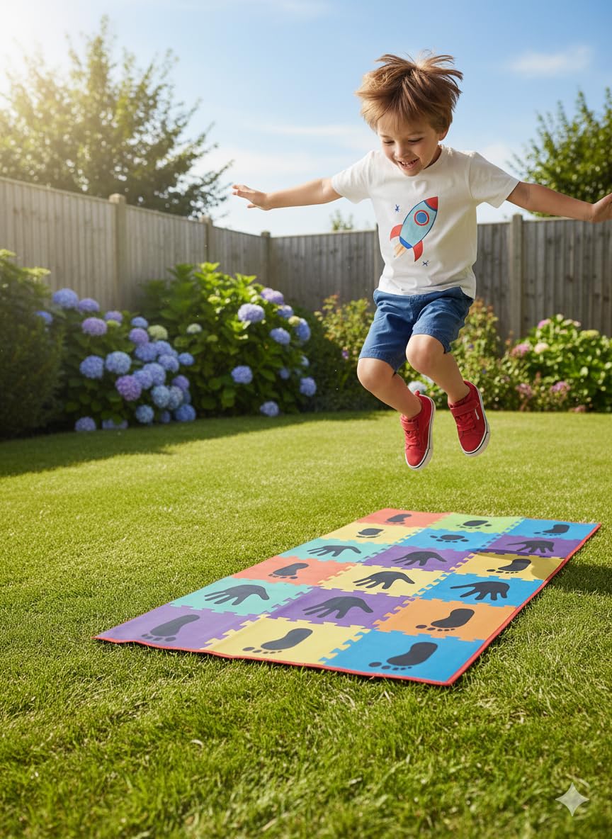 Kids Hopscotch Jumbo Playing Mat, 40" x 108", Washable, Family Game for Ages 3+, Multicolor - Image 6