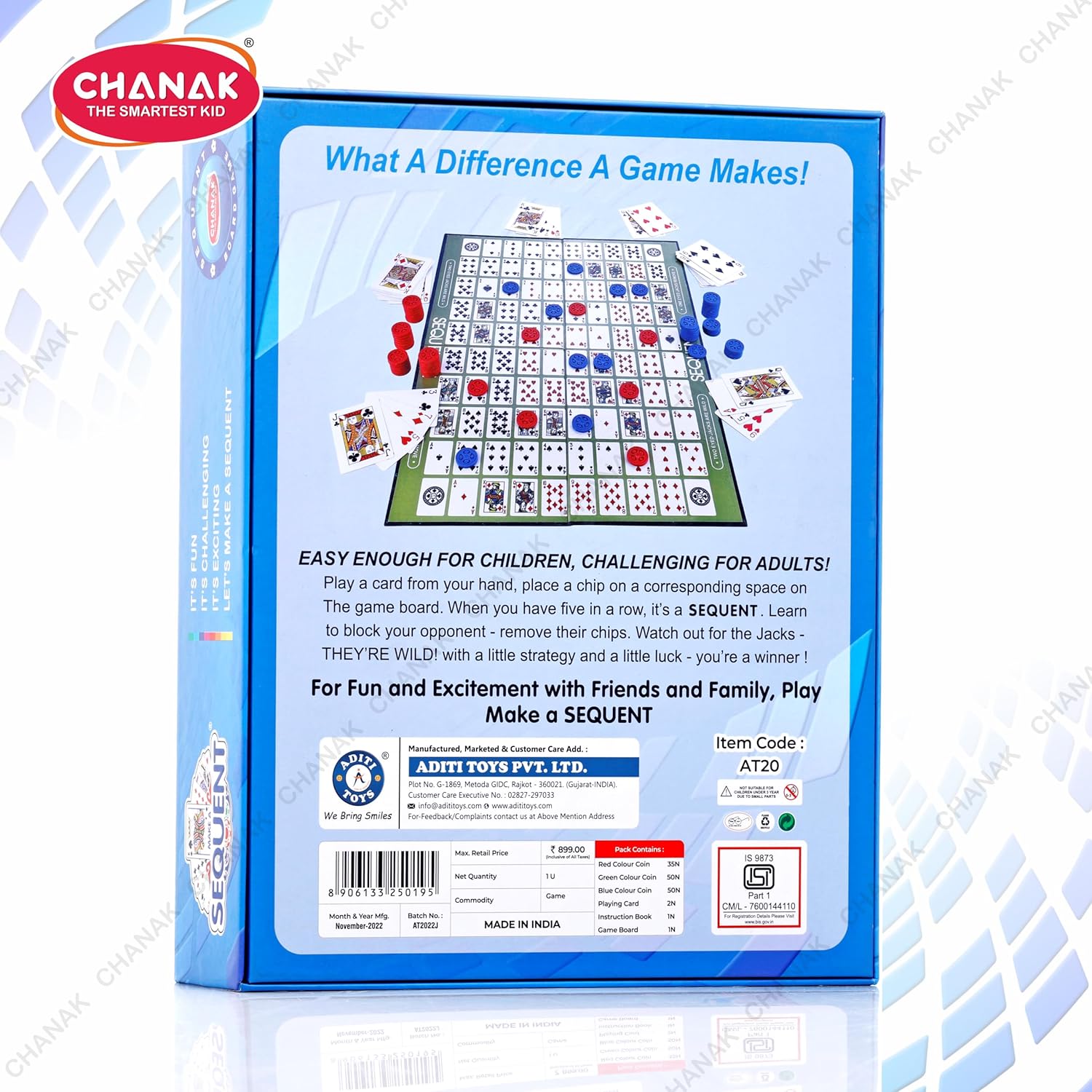 Make A Sequent Board Game, Strategy & Logic Challenging Game with Foldable Board, Plastic Chips & Cards, for Kids Above 7 Years (BIS Approved). - Image 3