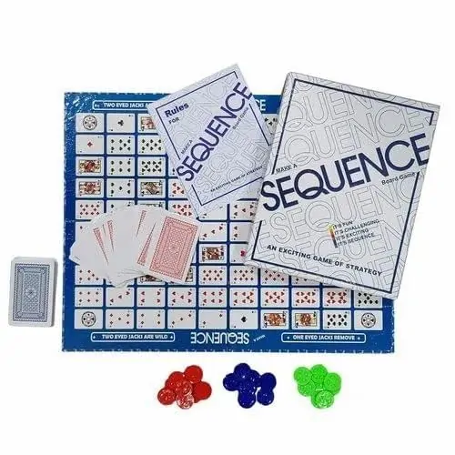 Sequence Board Game | Sequence Game with Folding Board, Cards and Chips | Playing Card, Suitable Family Game for Ages 7+ Years (Multicolor) - Image 3